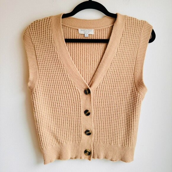 Tan Cotton Blend Vest Style Top - Picture 2 of 6
